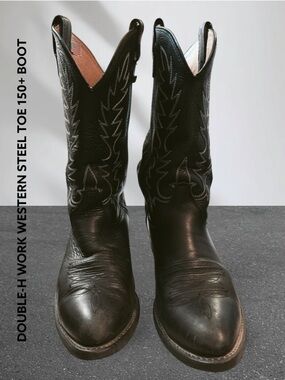 🌸Double-H Work Western Steel Toe Cowboy Boots - Black